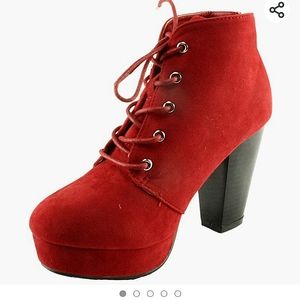 Forever Camille-86 Women's Comfort Stacked Chunky Heel Lace Up Ankle Booties 7.5